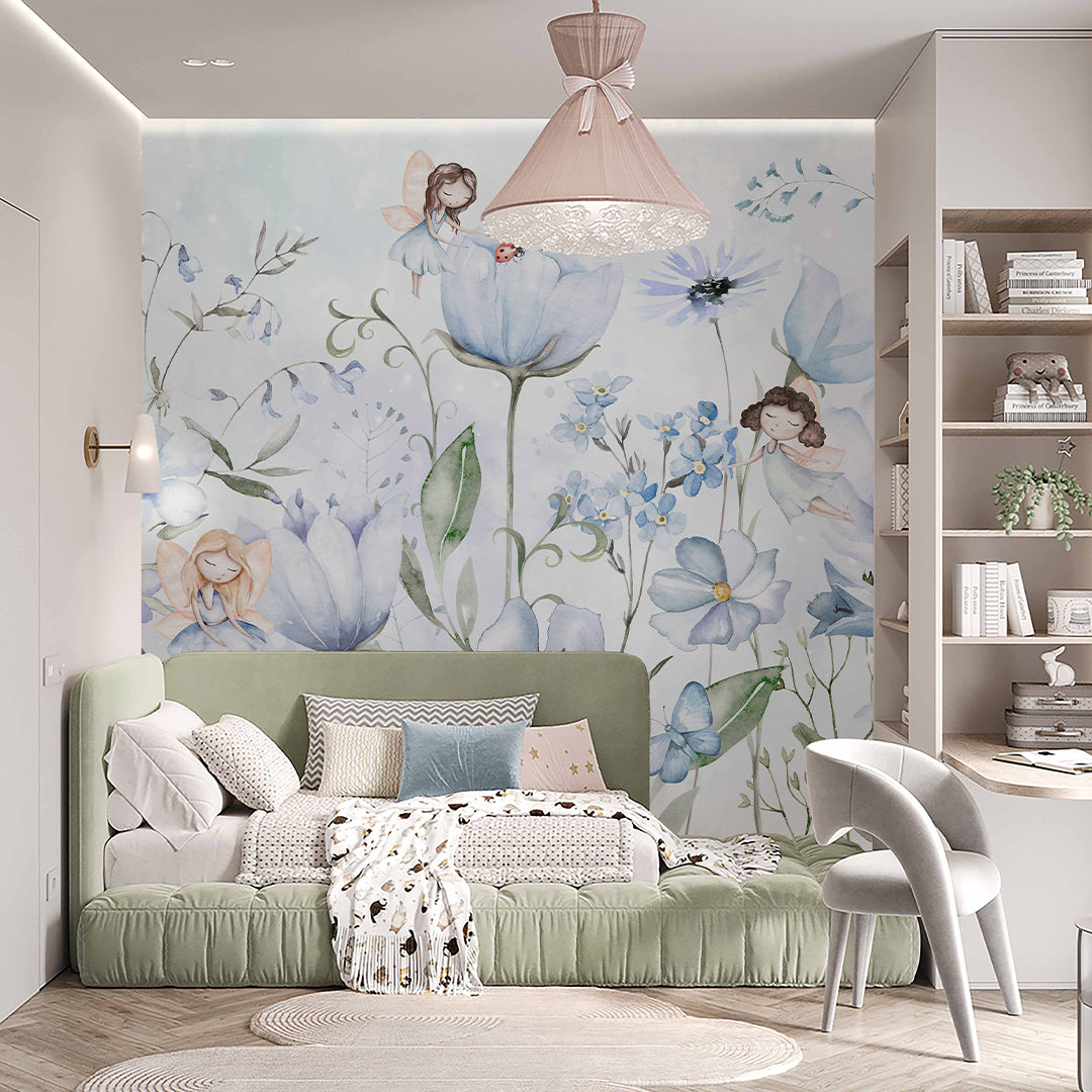 Cute Blue Flower Fairy Wall Mural SM054