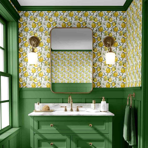 Yellow Lemon Kitchen Wallpaper CC230 - CostaCover-Peel and stick Removable Wallpaper-accent wallpaper-adhesive wallpaper-Backsplash panels