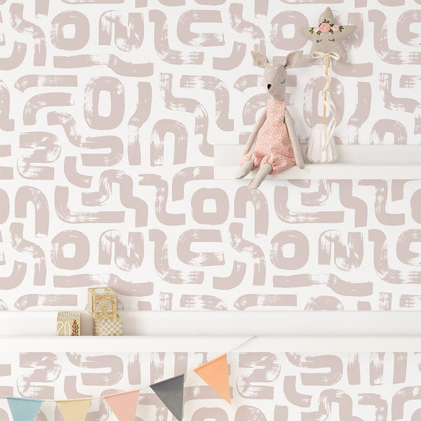 Blush Pink Lines Wallpaper CC290 - CostaCover - Peel and stick Removable Wallpaper - Abstract - Abstract Labyrinth Lines - abstract lines