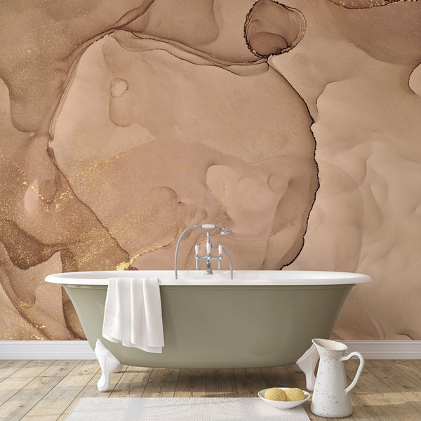 Brown Beige Watercolor Ink Wall Mural CCM130 - CostaCover - Peel and stick Removable Wallpaper - abstract wallpaper - accent wallpaper - adhesive wallpaper