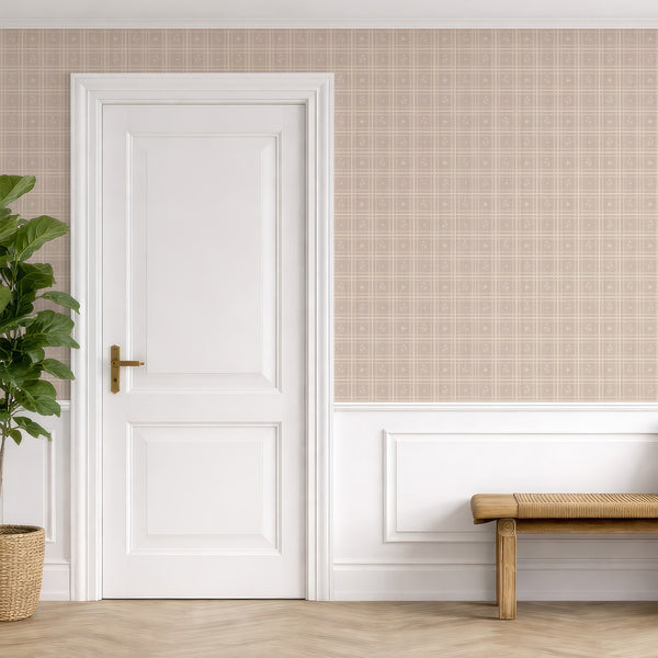 Taupe Beige Floral Wallpaper L152