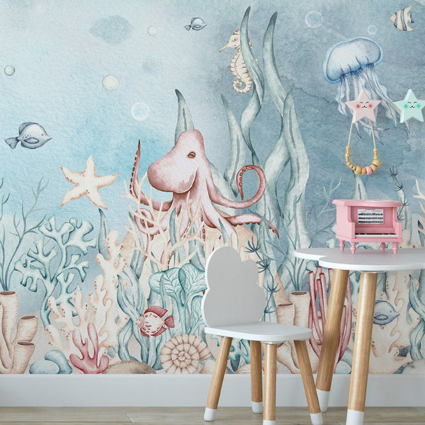 Undersea World Wall Mural WM055 - CostaCover - Peel and stick Removable Wallpaper - abstract wallpaper - adhesive wallpaper - animal print