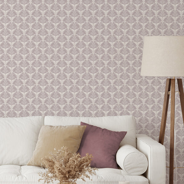 Dusty Pink Coastal Leaves Wallpaper L064