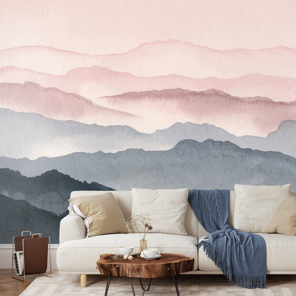 Watercolor Mountains Wall Mural WM037 - CostaCover - Peel and stick Removable Wallpaper - Abstract - abstract lines - abstract wall art