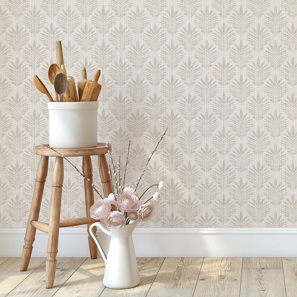 Neutral Botanical Leaf Wallpaper L033