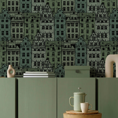 Green City Houses Wallpaper CC310