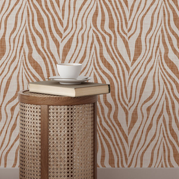Abstract Terracotta Zebra Grasscloth Wallpaper CG017 - CostaCover - Traditional Wallpaper - Abstract - Abstract Labyrinth Lines - abstract lines