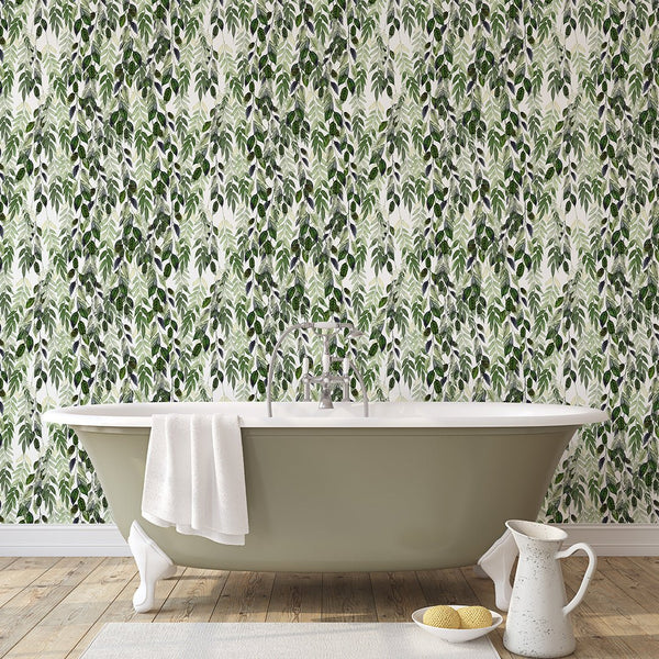 Hanging Vines Leaves Wallpaper CC208 - CostaCover - Peel and stick Removable Wallpaper - Abstract - abstract wallpaper - adhesive wallpaper