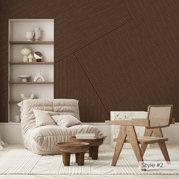 Geometric Wooden Panels Effect Wall Mural AM076 - CostaCover - Peel and stick Removable Wallpaper - about walls - Abstract - Abstract Labyrinth Lines