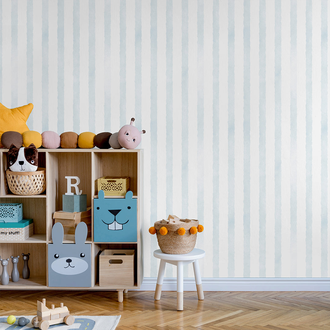 Blue Watercolor Stripes Wallpaper A060