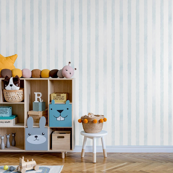 Blue Watercolor Stripes Wallpaper A060 - CostaCover-Peel and stick Removable Wallpaper-Abstract-abstract lines-abstract mural