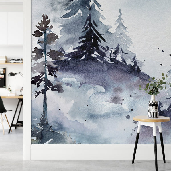 Forest & Sky Moon Wall Mural WM029 - CostaCover - Peel and stick Removable Wallpaper - Abstract - abstract wall art - abstract wallpaper