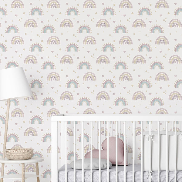 Tiny Rainbows Wallpaper A046 - CostaCover-Peel and stick Removable Wallpaper-accent wallpaper-adhesive wallpaper-baby bedroom