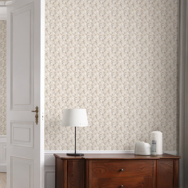 Beige Wildflowers Wallpaper L077
