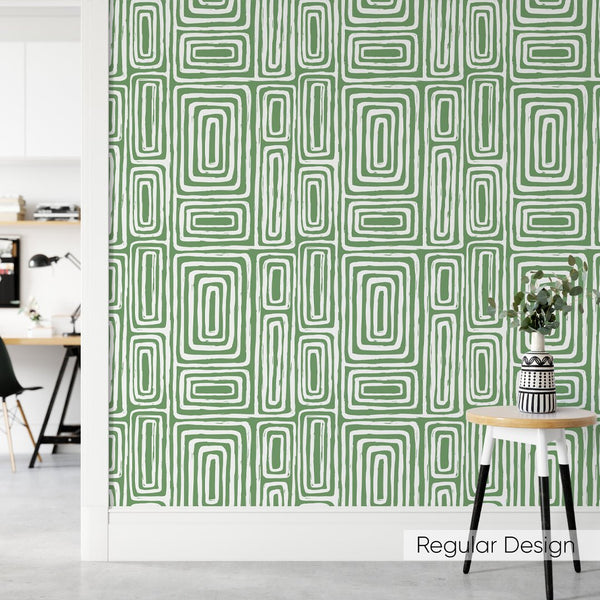 Green Hazelnut Maze Wallpaper W037 - CostaCover - Peel and stick Removable Wallpaper - Abstract - abstract lines - abstract wall art