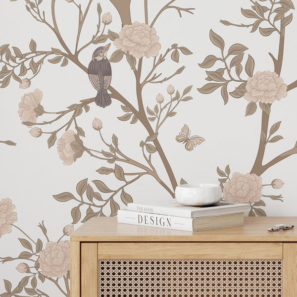 Blossom Trees & Birds Wall Mural WM031 - CostaCover - Peel and stick Removable Wallpaper - accent wallpaper - adhesive wallpaper - bathroom wallpaper