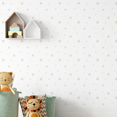 Beige Stars Wallpaper S114