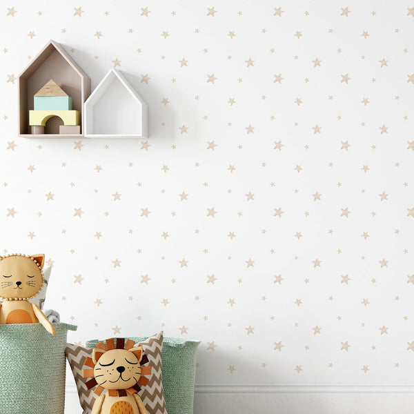 Beige Stars Wallpaper S114 - CostaCover - Peel and stick Removable Wallpaper - Abstract - abstract wall art - abstract wallpaper