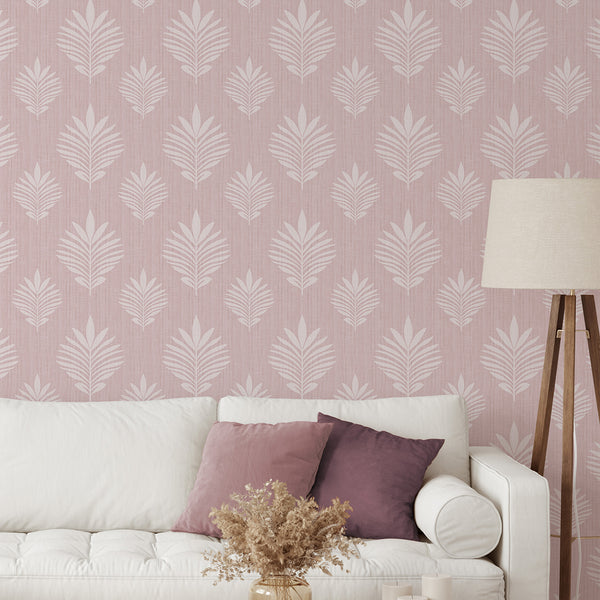 Blush Pink Leaf Wallpaper L031