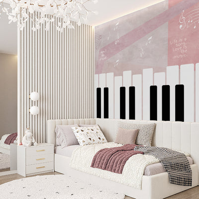 Pink Beige Piano Keys Wall Mural SM104