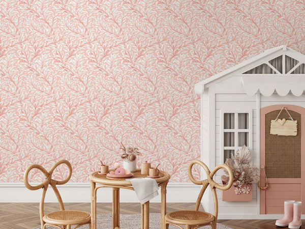 Pink & White Willow Bough by Morris Wallpaper W089 - CostaCover - Peel and stick Removable Wallpaper - abstract wall art - abstract wallpaper - accent wallpaper