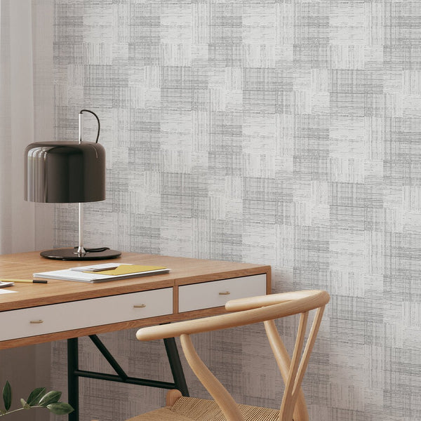 Soft Gray Checker Grasscloth Wallpaper CG022 - CostaCover - Traditional Wallpaper - Abstract - abstract lines - abstract wall art