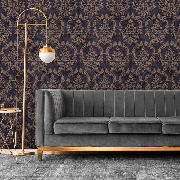 Vintage Dark Damask Wallpaper A026 - CostaCover - Peel and stick Removable Wallpaper - abstract wallpaper - accent wallpaper - adhesive wallpaper