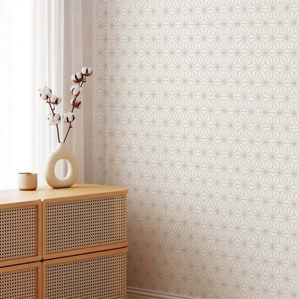 White Beige Prism Wallpaper CC285 - CostaCover - Peel and stick Removable Wallpaper - Abstract - Abstract Labyrinth Lines - abstract lines