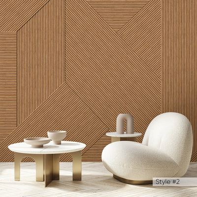 Geometric Wooden Panels Effect Wall Mural AM075