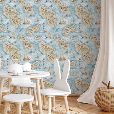 Pastel Islands Map Wallpaper A065