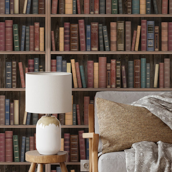Library Bookshelves Wallpaper CC319 - CostaCover - Peel and stick Removable Wallpaper - abstract wall art - abstract wallpaper - accent wallpaper