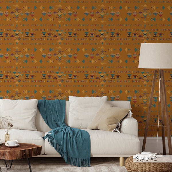 African Motifs Triangular Wallpaper W163 - CostaCover - Peel and stick Removable Wallpaper - abstract wallpaper - accent wallpaper - adhesive wallpaper