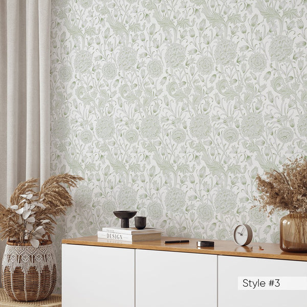 Beige Wild Tulip by Morris Wallpaper W110 - CostaCover - Peel and stick Removable Wallpaper - abstract floral - abstract wallpaper - accent wallpaper