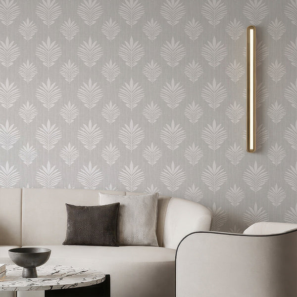 Light Gray Leaf Wallpaper L030