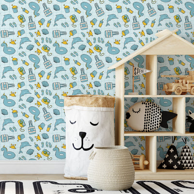 Turquoise Beach Pattern Wallpaper S104