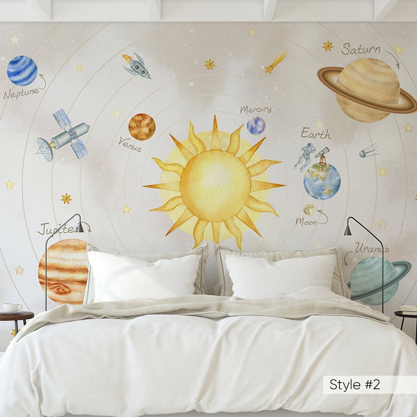 Solar System & Planets Wall Mural WM081 - CostaCover - Peel and stick Removable Wallpaper - abstract wallpaper - accent wallpaper - adhesive wallpaper