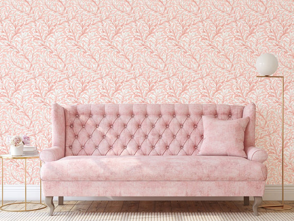 Pink & White Willow Bough by Morris Wallpaper W089 - CostaCover - Peel and stick Removable Wallpaper - abstract wall art - abstract wallpaper - accent wallpaper