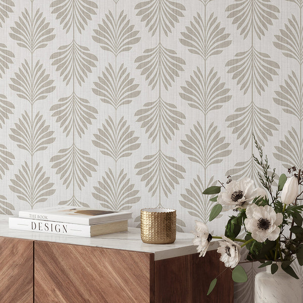 Neutral Palm Leaf Wallpaper L011