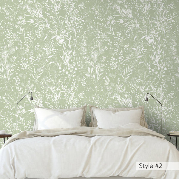 Beige & White Floral Wallpaper W050 - CostaCover - Peel and stick Removable Wallpaper - abstract floral - accent wallpaper - adhesive wallpaper