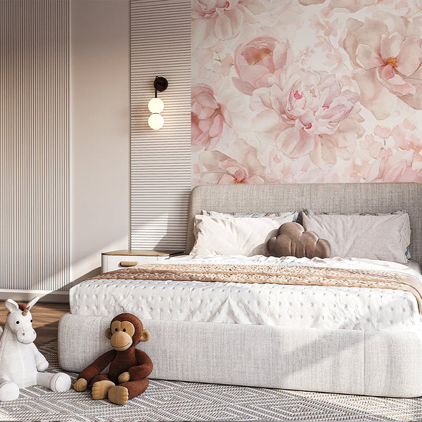 Pastel Pink Flowers Wall Mural SM039 - CostaCover - Peel and stick Removable Wallpaper - abstract wall art - abstract wallpaper - accent wallpaper