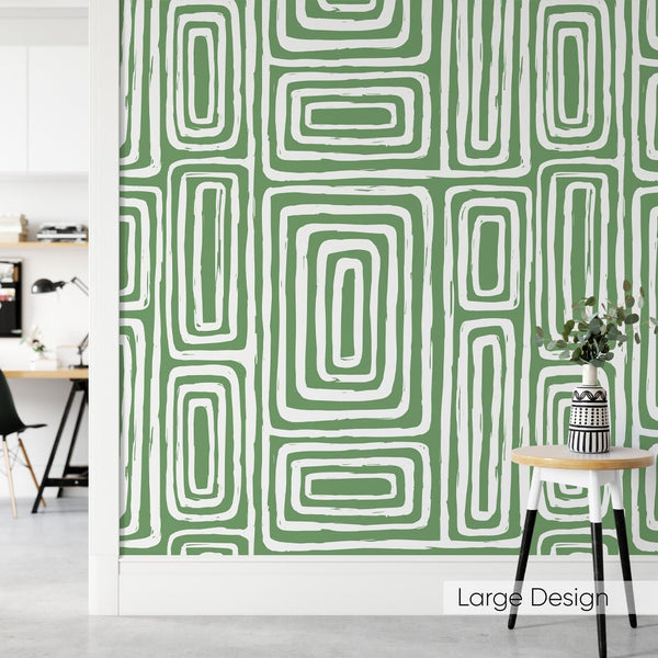 Green Hazelnut Maze Wallpaper W037 - CostaCover - Peel and stick Removable Wallpaper - Abstract - abstract lines - abstract wall art