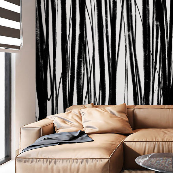 Black Abstract Brush Stroke Wall Mural AM193