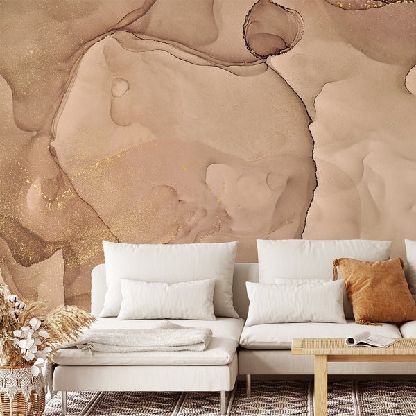 Brown Beige Watercolor Ink Wall Mural CCM130 - CostaCover - Peel and stick Removable Wallpaper - abstract wallpaper - accent wallpaper - adhesive wallpaper