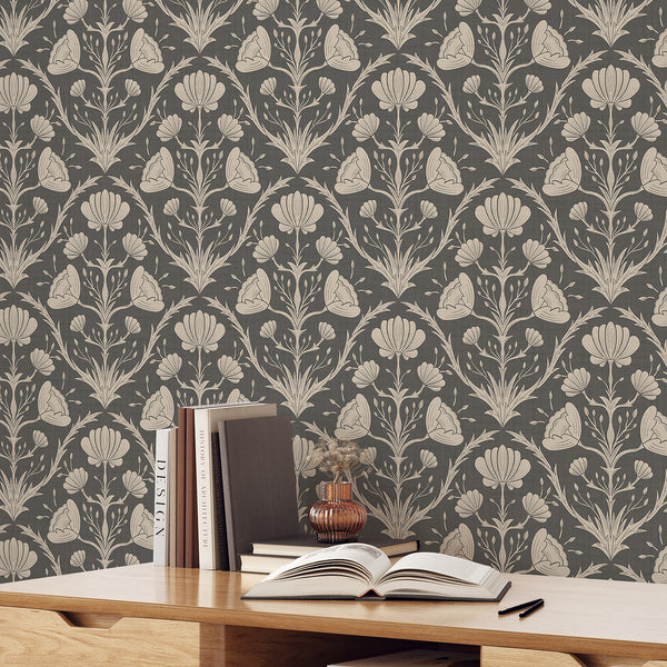 Temporary wallpaper with classic floral sprays, perfect for adding depth to a living room, hallway, or bedroom.