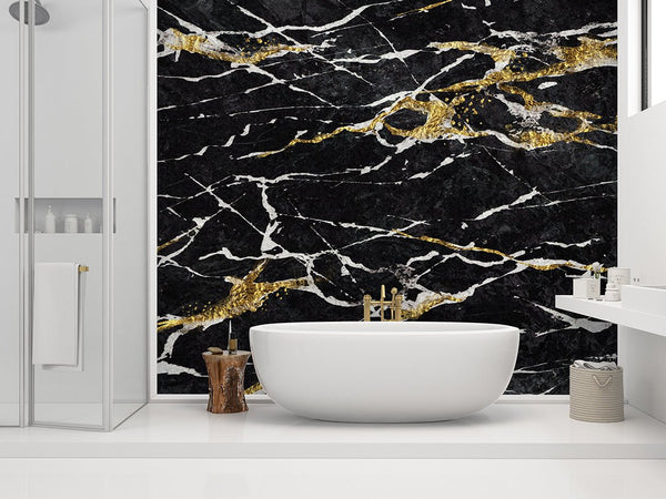Black & Gold Marble Wall Mural CCM040 - CostaCover - Peel and stick Removable Wallpaper - accent wallpaper - adhesive wallpaper - adhesive wallpaper design