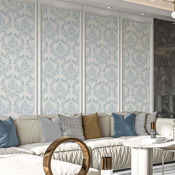 Light Blue Classic Damask Wallpaper A032 - CostaCover - Peel and stick Removable Wallpaper - abstract wallpaper - accent wallpaper - adhesive wallpaper