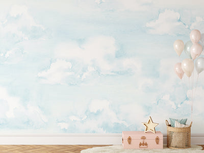 Watercolor Light Blue Sky Wall Mural CCM105