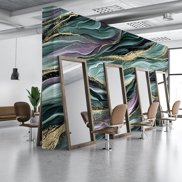 Green Purple Waves Wall Mural CCM121 - CostaCover - Peel and stick Removable Wallpaper - Abstract - abstract lines - abstract wall art