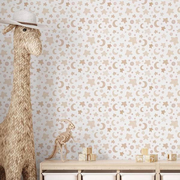 Tiny Beige Stars Wallpaper S126 - CostaCover-Peel and stick Removable Wallpaper-Abstract-abstract wall art-abstract wallpaper