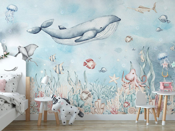 Undersea World Wall Mural WM055 - CostaCover - Peel and stick Removable Wallpaper - abstract wallpaper - adhesive wallpaper - animal print